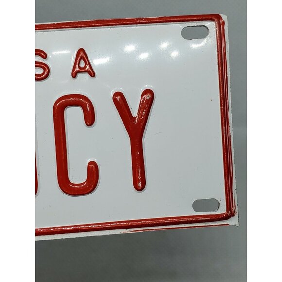 U.S.A Lucy Personalized White & Red Mini Collectible Bike License Plate - Picture 3 of 10